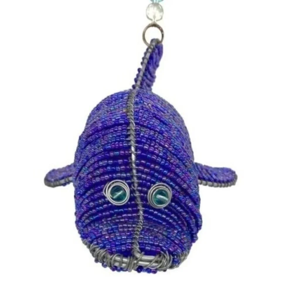 Beadworx Glass Beaded Dolphin Wire Sculpture